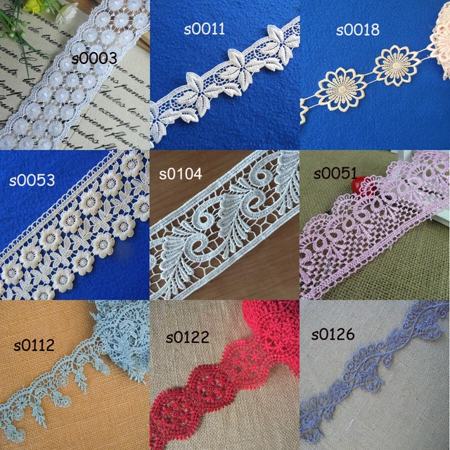 9 Colors 2"-3.5'' Wide Rayon Venise Lace Red, White, Blue, Grey,Brown,Pink zhs7