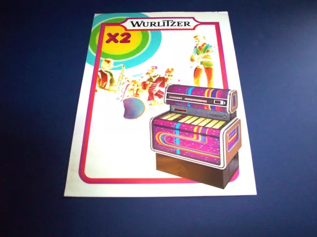 X2 WURLITZER 1976 ORIGINAL JUKEBOX PHONOGRAPH SALES FLYER Vintage Promo Artwork