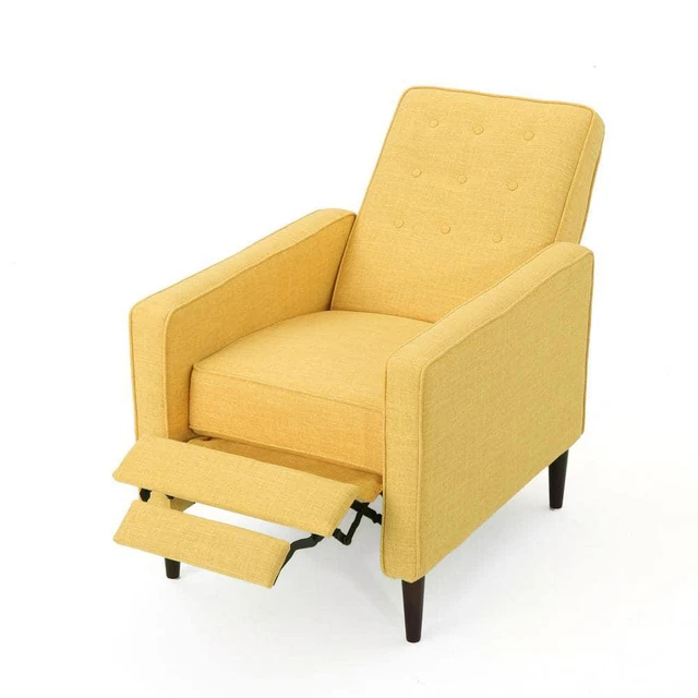 Noble House Recliners 38" x 27.25" Polyester Club Standard Wood Muted Yellow
