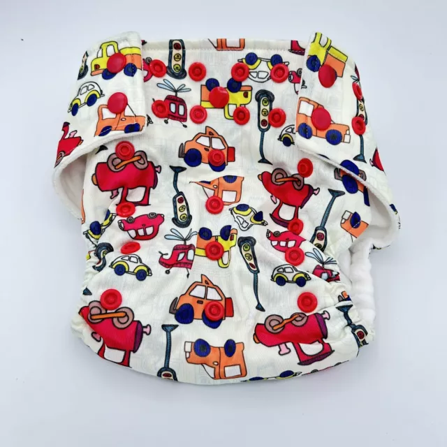 Baby Diaper Cover  Pocket Adjustable Snaps Trucks, Cars, Trains Print One Size