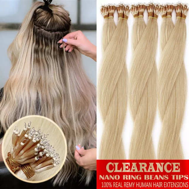 Extra Thick 200G Nano Ring Micro Beans Loop Russian Remy Human Hair Extensions A