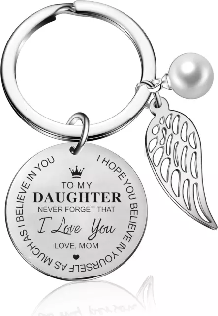 To My Daughter Keychain from Dad Mom Inspirational Gift Never Forget That I Love