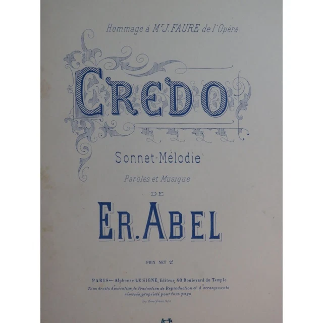 ABEL Er. Credo Chant Piano