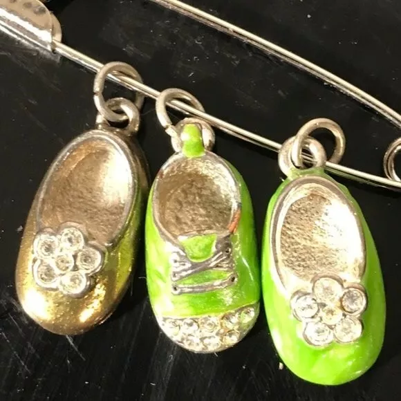 Firenza Baby Shoes 3 Green Shoe Charm Deadstock NWT Boy Girl Mothers day Gift