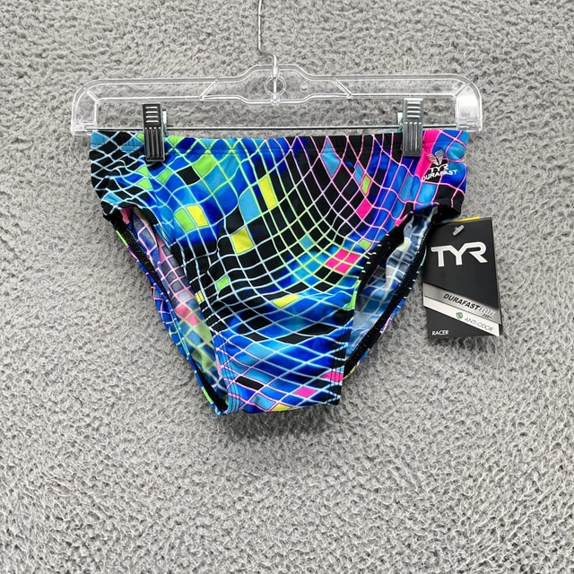 TYR Swimwear Mens 32 Multicolor Durafast Elite 300 Racer Brief Disco New USA