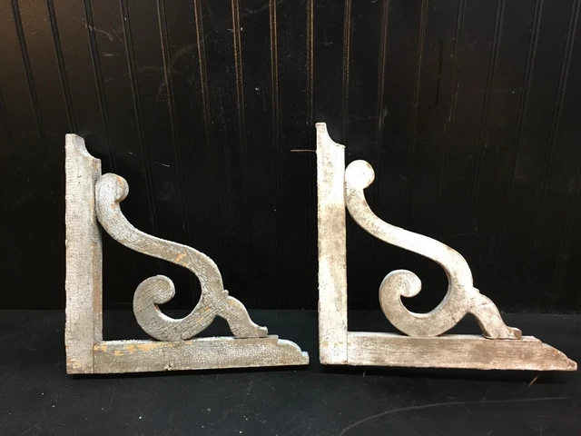 Antique Pair  Wood Victorian  Porch Brackets Ornamental Salvage 13.5 X 13”x1 1/4