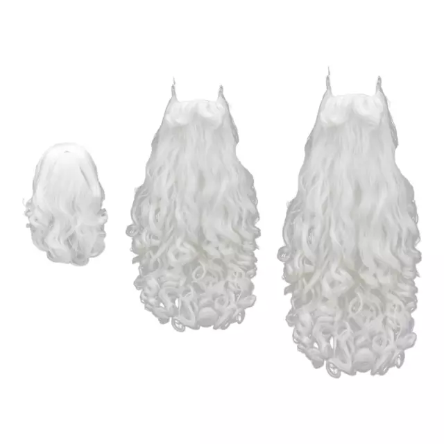 Perruque Et Barbe Du Père Noël, Cosplay Blanc Pour Halloween, Accessoire