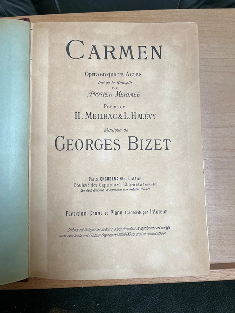 BIZET Georges Carmen Opéra English version Chant Piano 1895 by BIZET