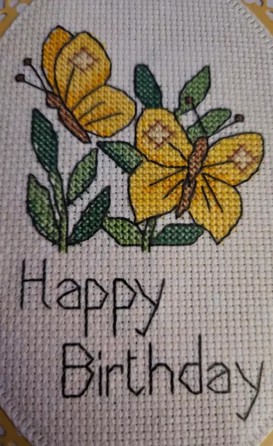 Completed cross stitch birthday  card 2