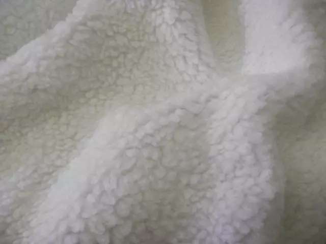Faux Fur SHERPA FLEECE Sheepskin Fabric Material - WHITE