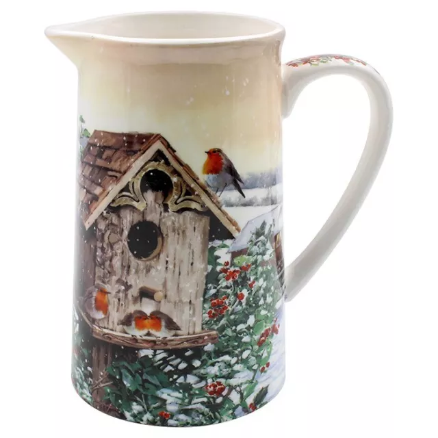 Christmas Robins Design Feinchina Creme Milch Wasser Krug Geschenkverpackung