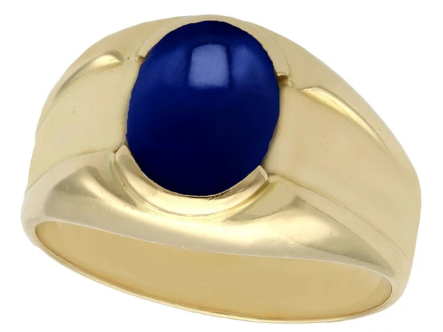 Vintage 1980s 2.10 ct Star Sapphire and Yellow Gold Dress Ring