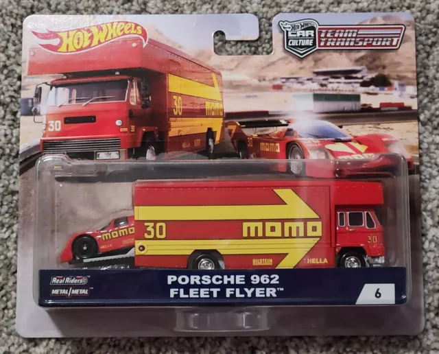 Hot Wheels Porsche 962 Fleet Flyer Team Transport Car Culture Set #FLF60, Red