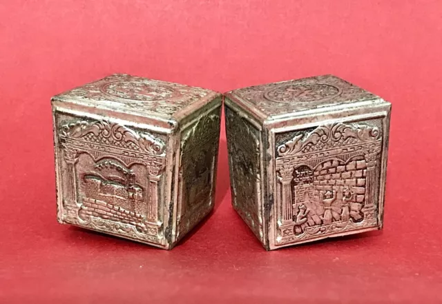 Tefillin Antique Silver Boxes Bezalel Budko Jewish Art Deco Holy Land Jerusalem