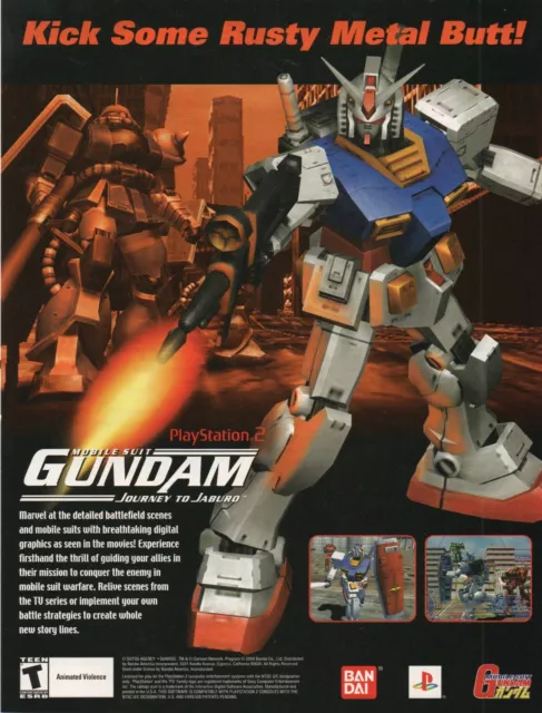 Mobile Suit Gundam Journey to Jaburo Playstation 2 PS2 Bandai 2000 Print Ad Art