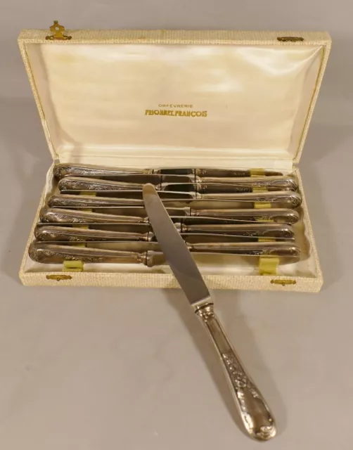 12 Couteaux De Table Style Louis XV En Métal Argenté, François Frionnet