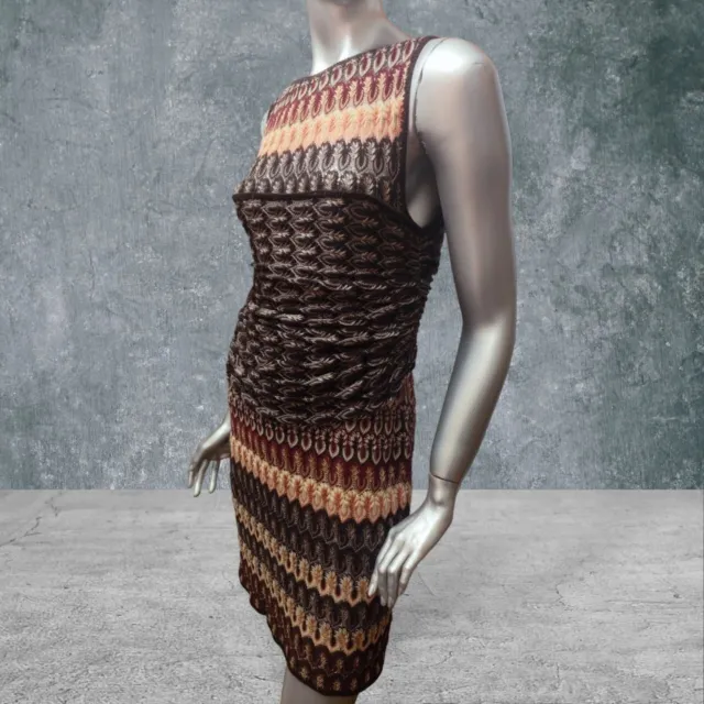 Womens Missoni Multicolour viscose knitted dress size M, floral, sleeveless