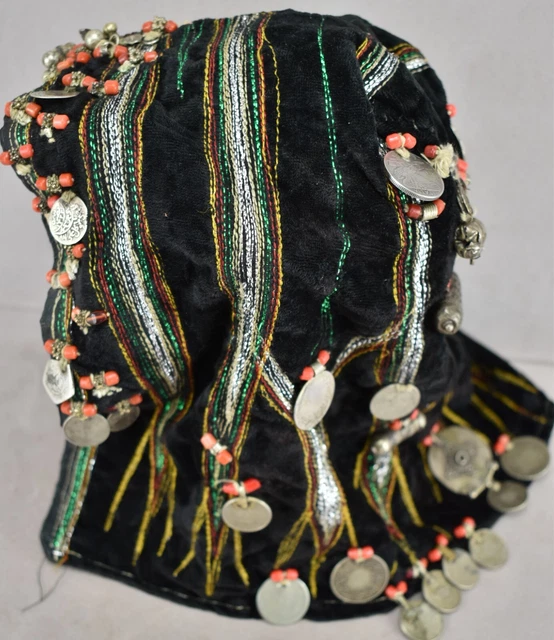 Old Vintage Yemeni Islamic Ethnic Jewish Headdress with Coins