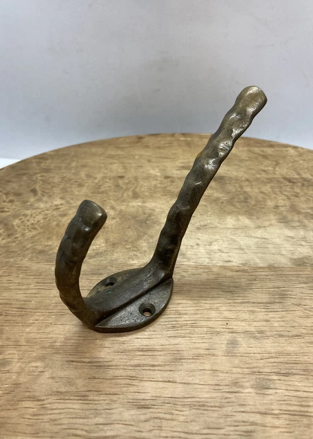 Single Coat Hook House Clothes Tree Bath Robe Brass Vintage Cast Iron