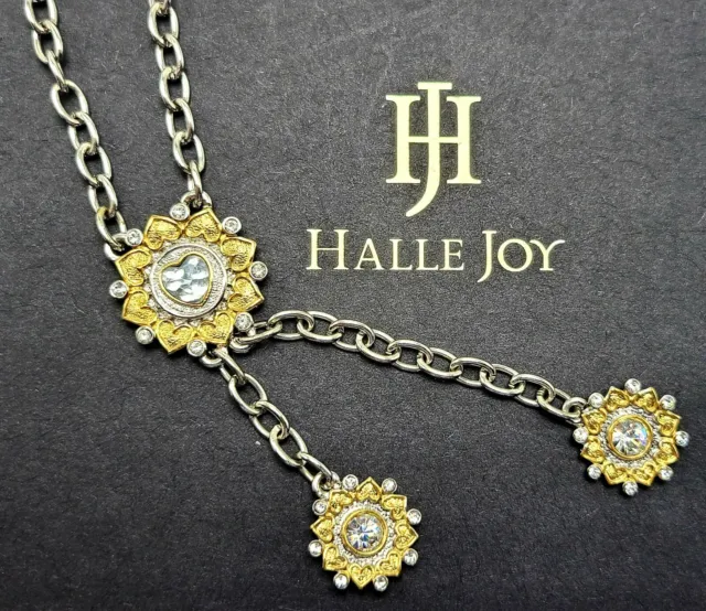 Halle Joy Flower Of Love Long Chain Silver Necklace With Box