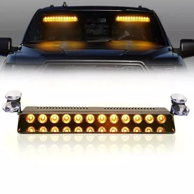 12LED Auto Blitzlicht Frontblitzer Warnleuchte Dash Strobe Notfall Warnung Gelb#