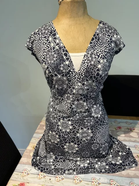 John Rocha Size 14 Blue & White Floral Dress