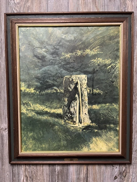 Vintage Framed Art Print The Clearing by A. Andrew Wyeth 29x24 Farmhouse Decor