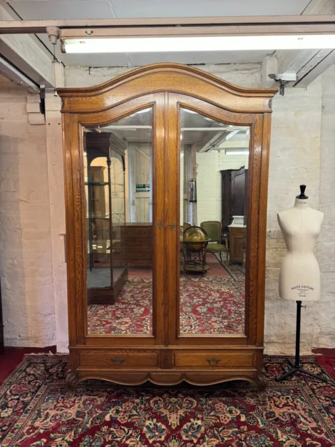 Fantastic Antique French Oak Two Door Mirrored Armoire/ Wardrobe Circa 1880