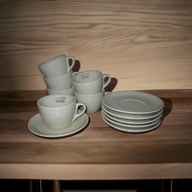 Tazza da cappuccino con cucchiaio, in ceramica, assortita, 10