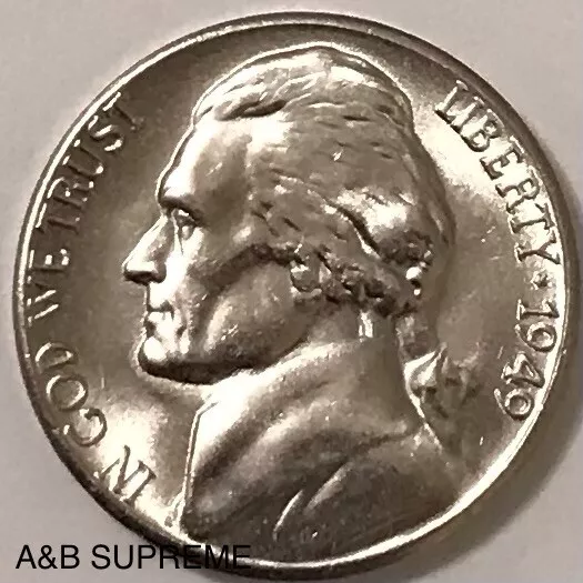 1949 S Jefferson Nickel Gem Bu Uncirculated