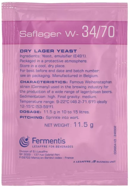 (78,17€/100g) Fermentis Saflager W34/70 Bierhefe untergärig Bier brauen