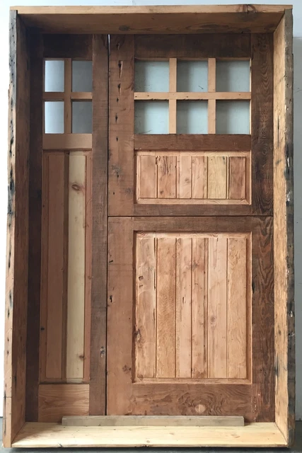Rustic reclaimed solid wood arch Dutch door farmhouse wine room castle side lite