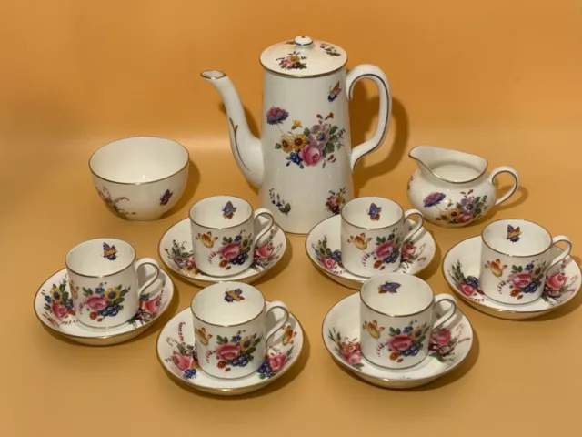 Antique Rare Cauldon China Coffee Set  Floral Spray Reg No 727052