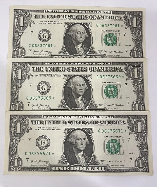 2017A 1$ Bill 3pice GEM CRISP UNCIRCULATED 💫 Star Note+Ink Transfer ERROR PRINT