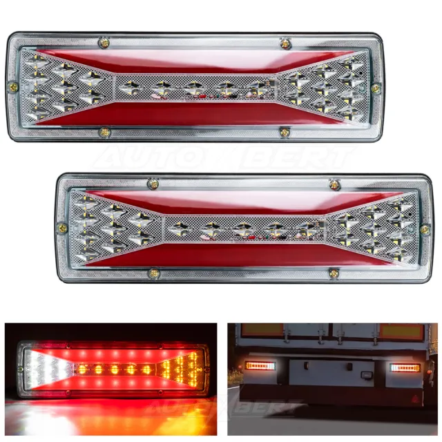 2x LED Rear Tail Light Dynamic Turn Signal Light Brake Light Trailer Truck Lamp
