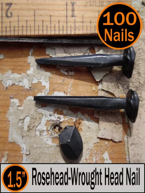 1.5"  Rose Head Historic Antique Style Nails - Square Wrought Head -(100) 4d