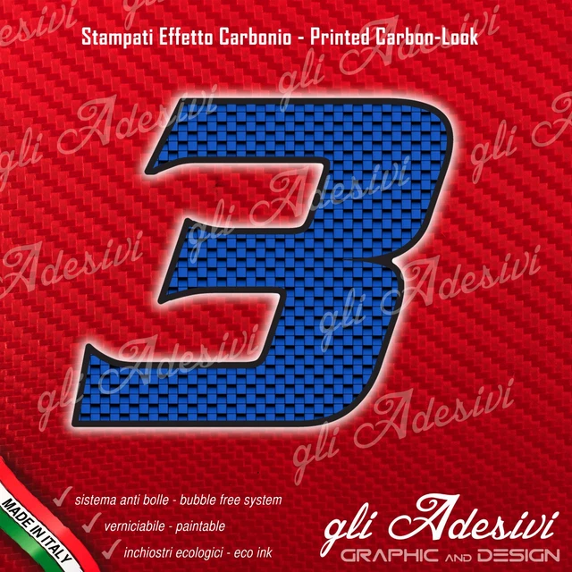 Set 3x Autocollant Sticker Voiture Moto Porte Numéro Chiffre Course - Foto 6