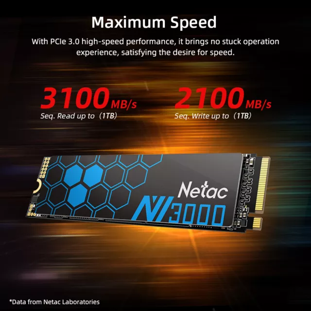 M.2 1T 500G Netac SSD M.2 2280 NVMe interne 3100MB/s PCle3.0X4 Festplatte Laptop