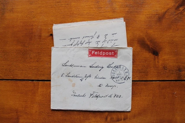 1917 Feldpostbrief mit Inhalt ab Augsburg