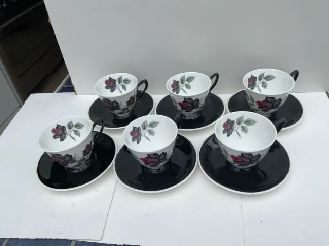 Royal Albert Rose Masquerade Tea Set of six, sugar bowl, milk jug, large plate