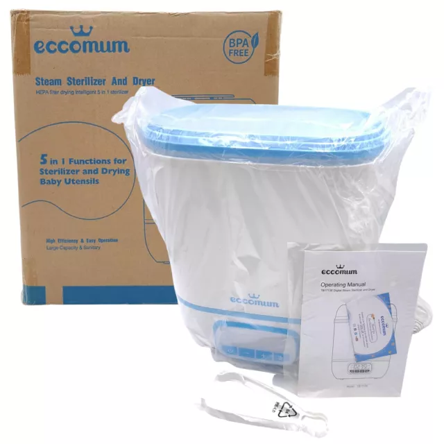 Eccomum 5 in 1 Baby Bottle Steam Sterilizer Cleaner Dryer Machine LCD Display