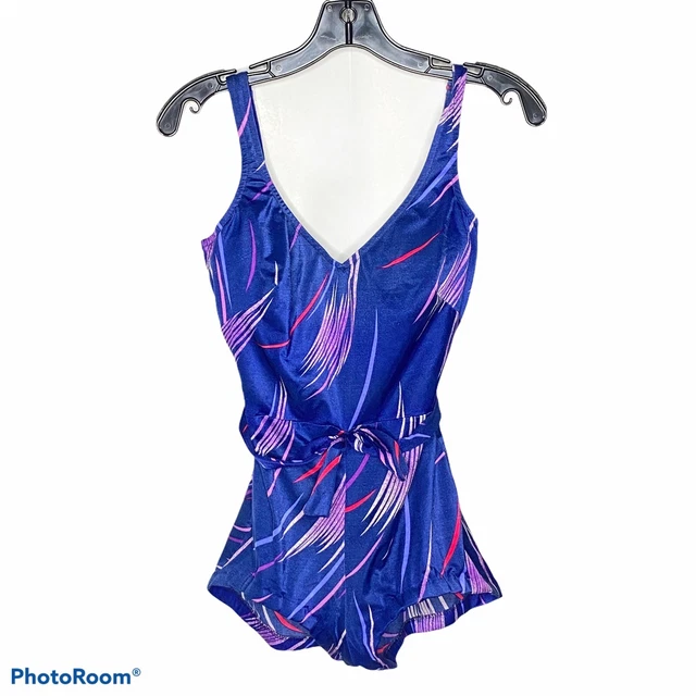 Vintage rose marie reid one piece swimsuit soft cup bra no size tag M/L blue