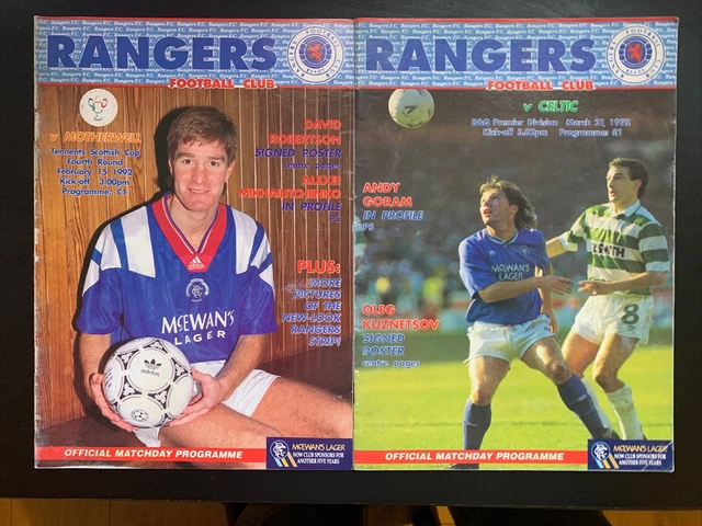 2 RANGERS F C Football Programmes - Season 91/92 £1.50 - PicClick UK