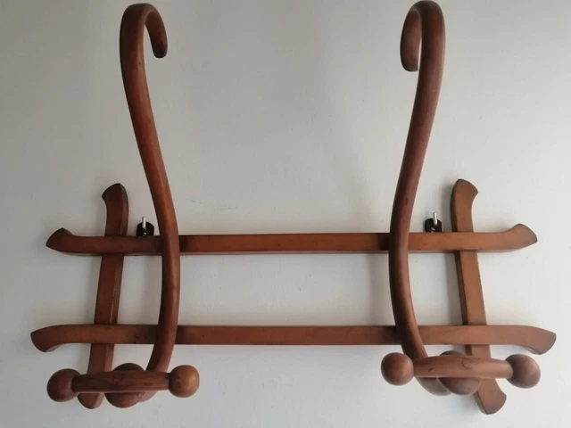 Appendiabiti Da Parete Thonet Autentico  Faggio Curvato 2 Ganci Timbro Pirocalco