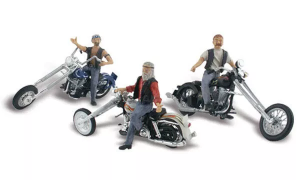 Woodland Scenics ~ HO Scale Motorcycles & People ~ Bad Boy Bikers ~ AS5554