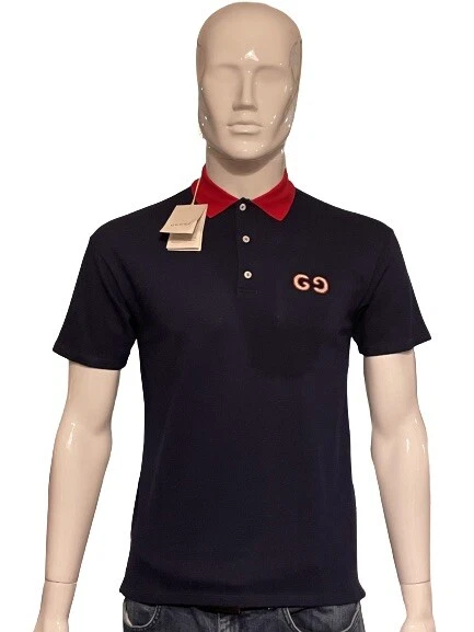 Polo navy originale Gucci nuova con etichette con ricamo GG taglia età 12/piccolo adulto prezzo di acquisto £195