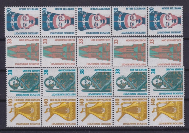 Bund 1398-1401 Au RM 5er Streifen mit gerade Nummer SWK postfrisch