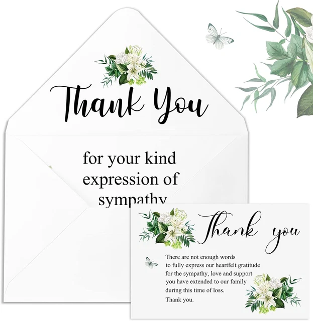 Fumete 50 Set Funeral Thank You Cards With Envelopes And Stickers Thank You