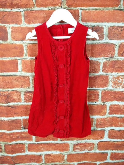 Pacchetto Abiti Ragazze Età 3-4 Anni Next M&S Pinafore Set Abiti In Velluto A Coste Rosso 104 Cm 2