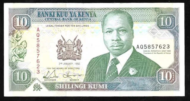 World Paper Money - Kenya 10 Shillings 1992 @ Crisp VF